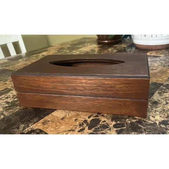 Vintage Wood Tissue Box Holder - Picture 2 of 10